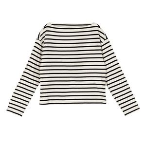 DOEN IRENE TEE IN BLACK NEWPORT STRIPE